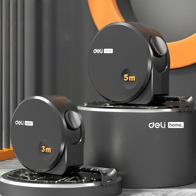Deli 3M/5M Steel Measuring Tape – Heavy-Duty Black Tape Measure for Woodworking, Home, and DIY Projects