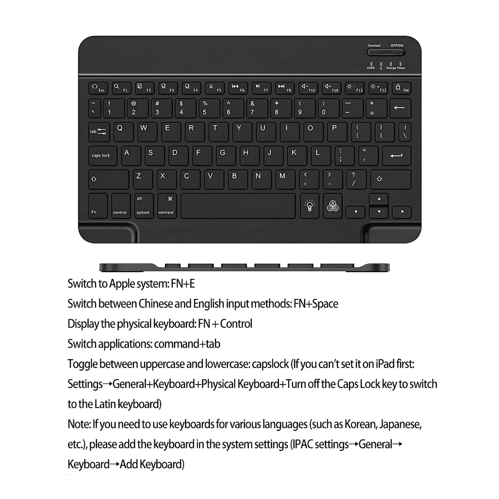 Portable RGB Bluetooth Wireless Keyboard – 7-Color Backlit, Rechargeable 10-Inch Mini Keyboard for iOS, Android & Windows