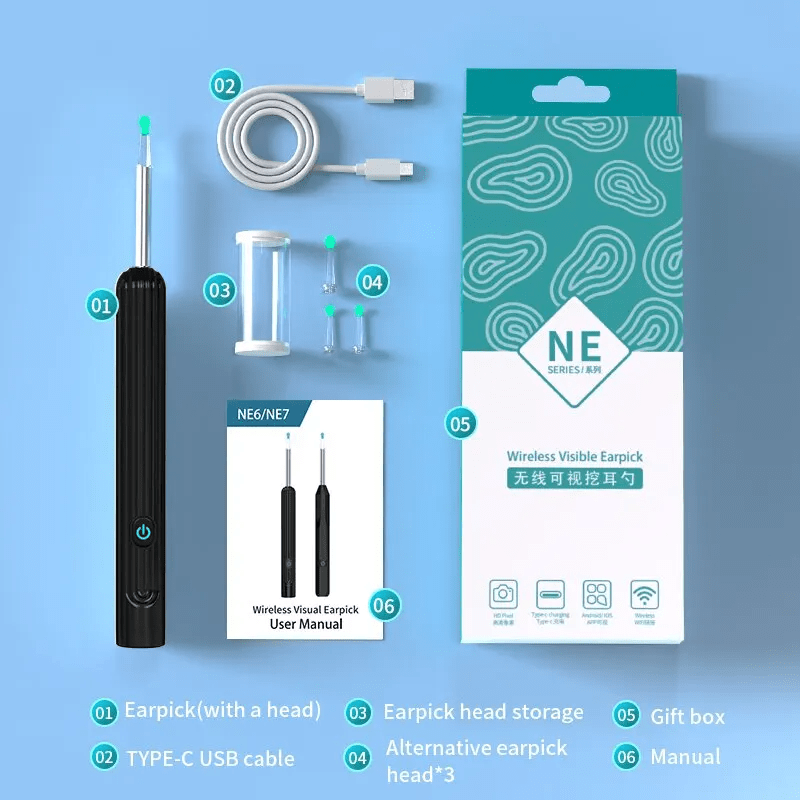 Wireless Smart Visual Ear Cleaner – 1296P HD Camera & LED Lights
