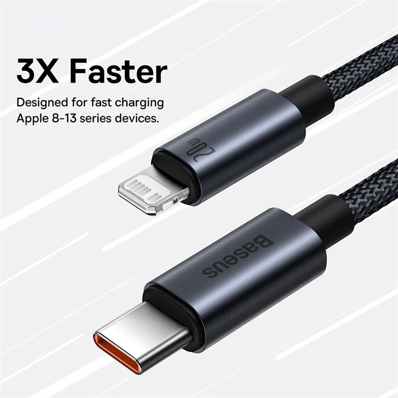 Baseus 20W Fast Charging Cable for iPhone 13, 12, 11 Pro & Pro Max – High-Speed & Durable