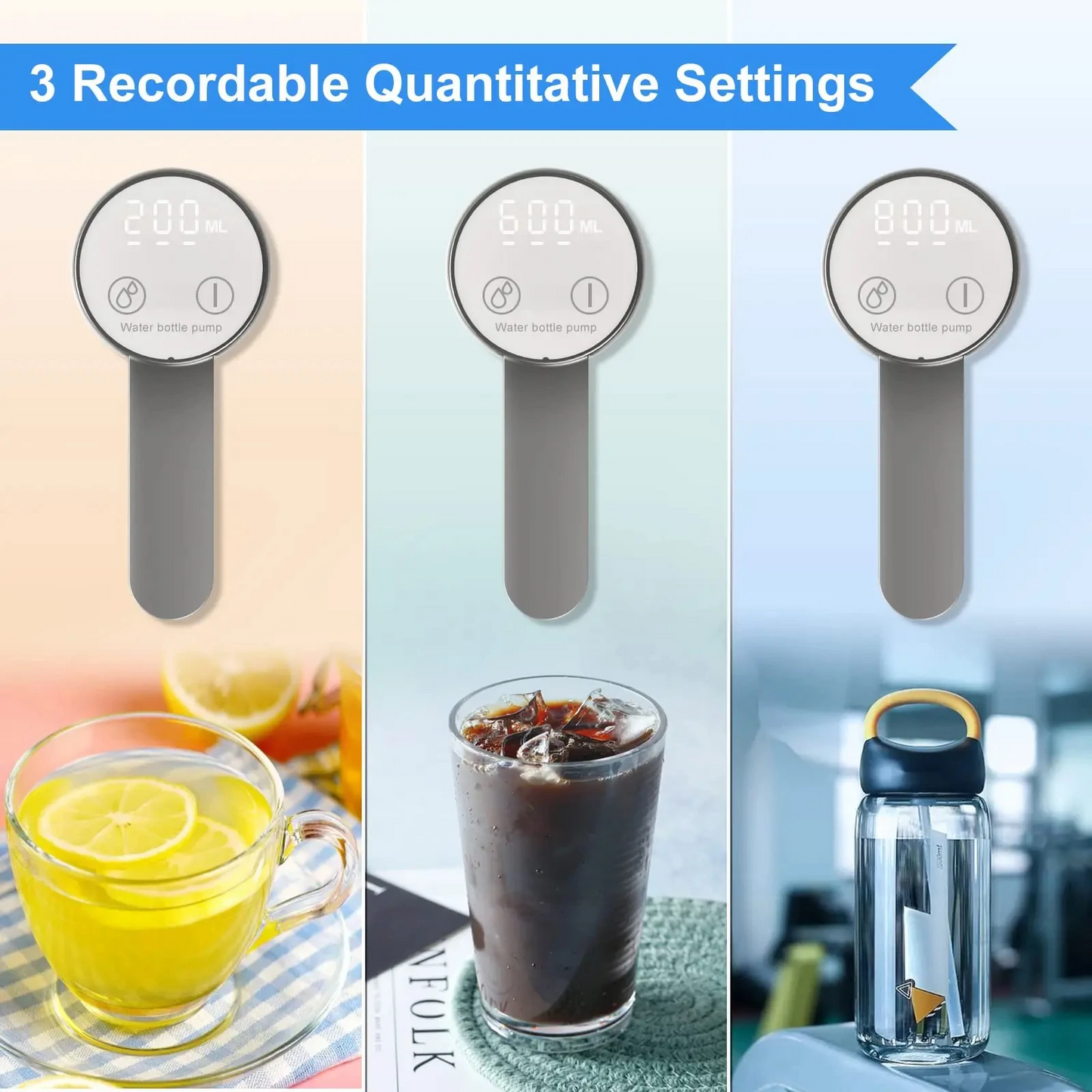 LED Display Electric Water Bottle Pump – Portable Foldable USB Rechargeable Dispenser (1200 mAh)