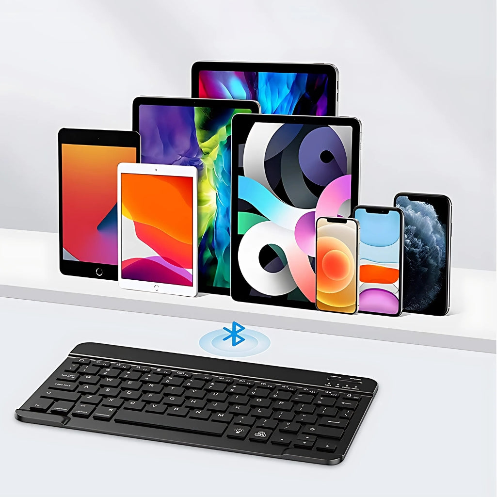 Portable RGB Bluetooth Wireless Keyboard – 7-Color Backlit, Rechargeable 10-Inch Mini Keyboard for iOS, Android & Windows