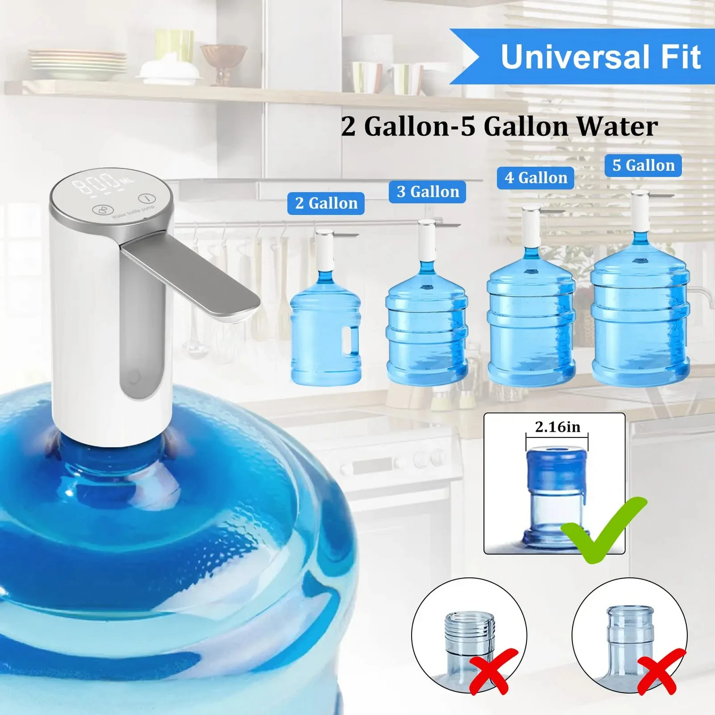 LED Display Electric Water Bottle Pump – Portable Foldable USB Rechargeable Dispenser (1200 mAh)