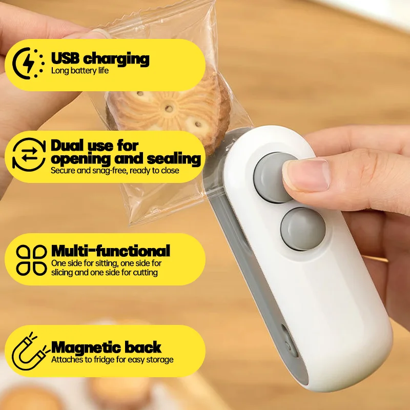 Electric Mini Bag Sealer – Portable Heat Sealer for Food & Snack Bags (2‑in‑1)