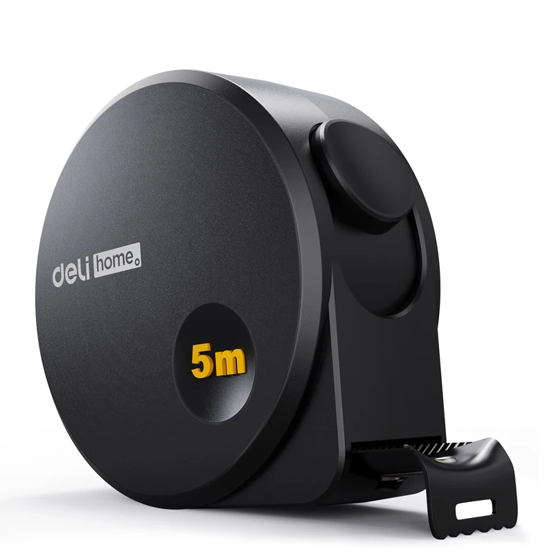 Deli 3M/5M Steel Measuring Tape – Heavy-Duty Black Tape Measure for Woodworking, Home, and DIY Projects