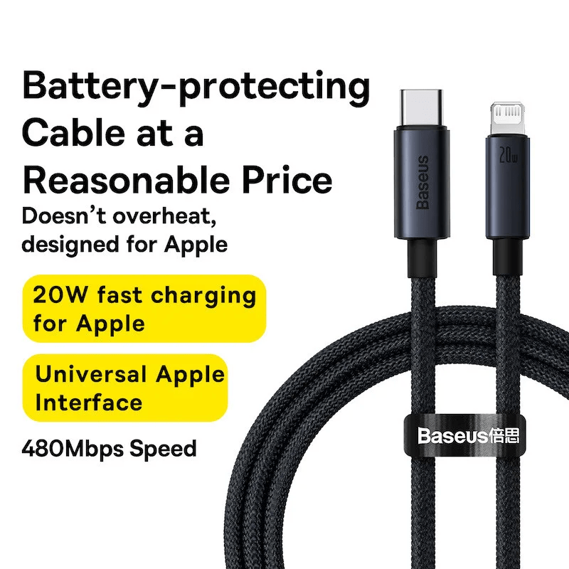 Baseus 20W Fast Charging Cable for iPhone 13, 12, 11 Pro & Pro Max – High-Speed & Durable