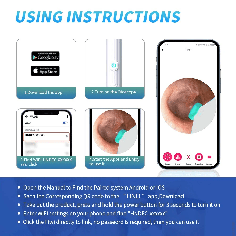 Wireless Smart Visual Ear Cleaner – 1296P HD Camera & LED Lights