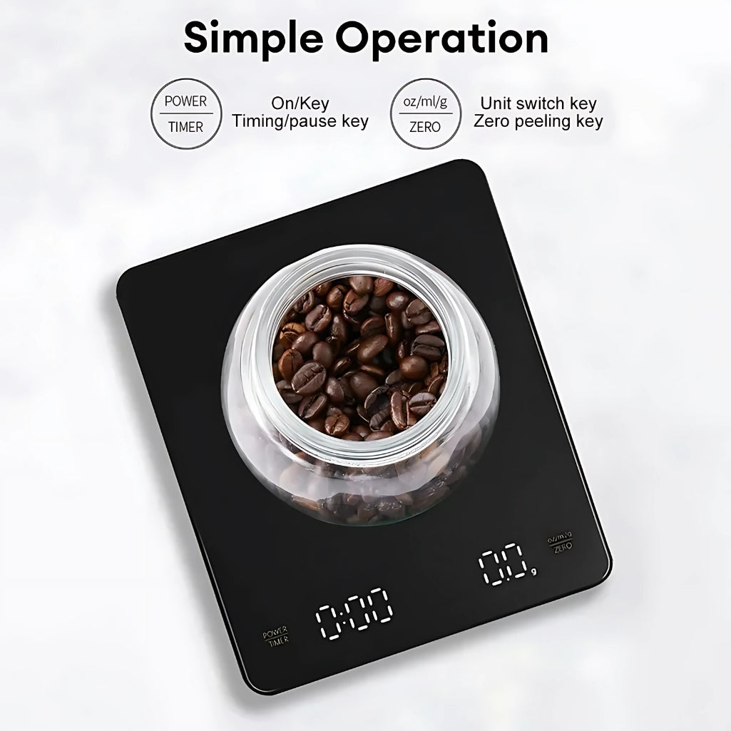 Precision Kitchen Scale – 3 kg / 0.1 g Touch Button Coffee & Food Scale USB‑Rechargeable