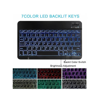 Portable RGB Bluetooth Wireless Keyboard – 7-Color Backlit, Rechargeable 10-Inch Mini Keyboard for iOS, Android & Windows