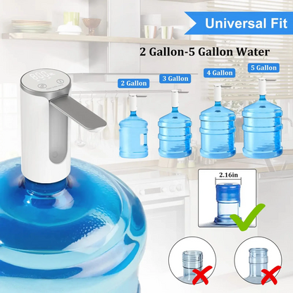 LED Display Electric Water Bottle Pump – Portable Foldable USB Rechargeable Dispenser (1200 mAh)