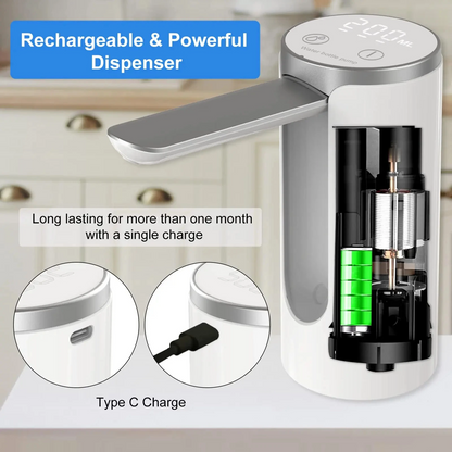 LED Display Electric Water Bottle Pump – Portable Foldable USB Rechargeable Dispenser (1200 mAh)