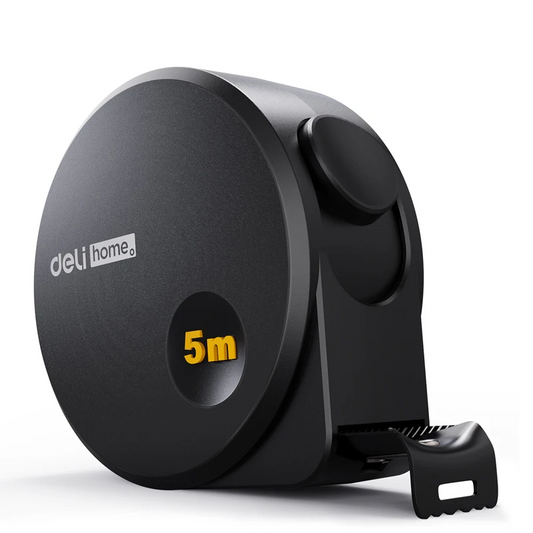 Deli 3M/5M Steel Measuring Tape – Heavy-Duty Black Tape Measure for Woodworking, Home, and DIY Projects
