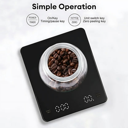Precision Kitchen Scale – 3 kg / 0.1 g Touch Button Coffee & Food Scale USB‑Rechargeable